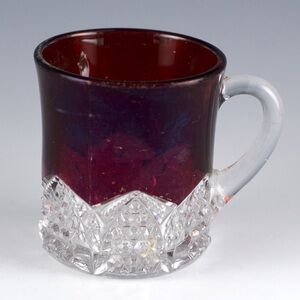 World’s Fair Ruby Flash Small Handled Mug Cup Button & Arches pattern